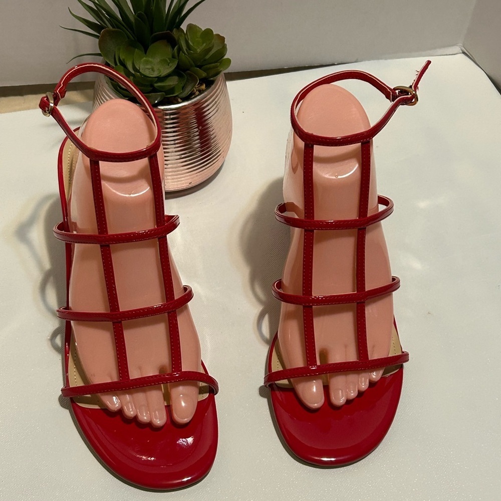 Marc Fisher Red Strappy Heels - Picture 3 of 7